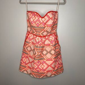 Judith March Geo print Strapless Dress
